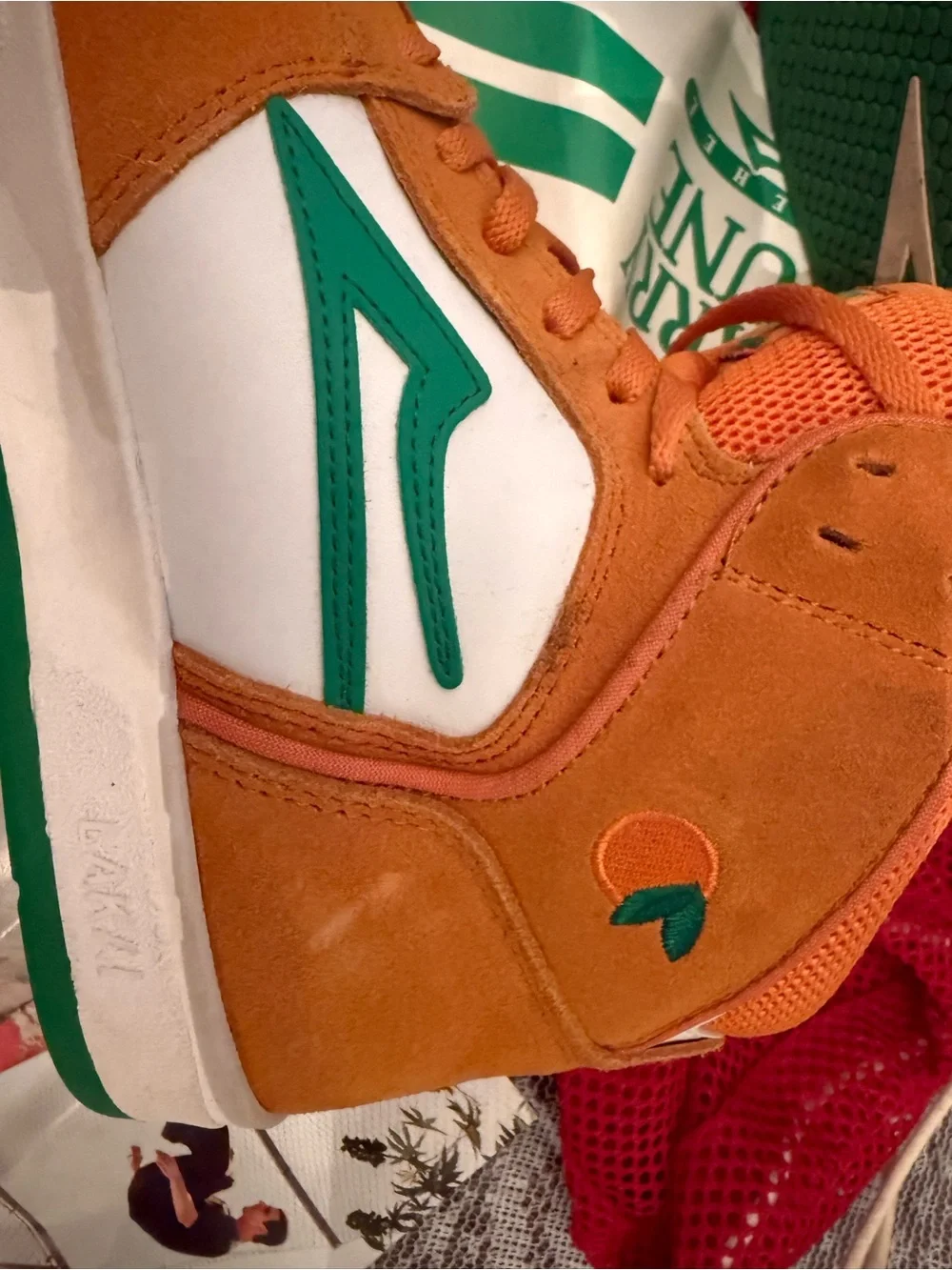 Nike Larry June Orange and White High-Top Sneakers